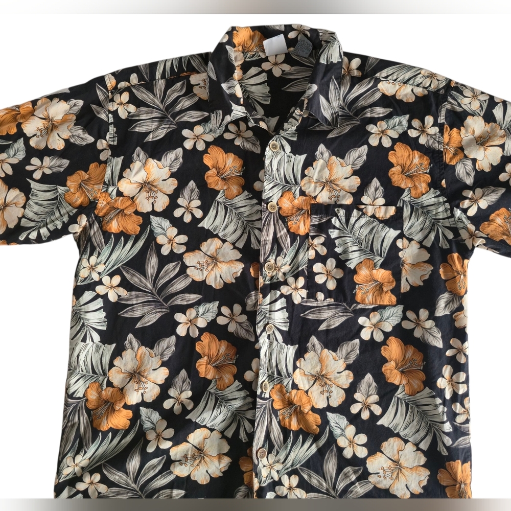 Vintage Ocean Pacific OP Floral Hawaiian Shirt Mens L Button Front Resort - Picture 2 of 7